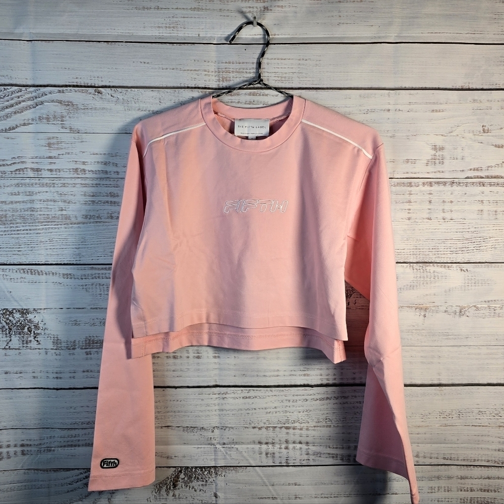 NWT The Fifth Label XS Pink‎ Cropped Long Sleeve Athleisure Top